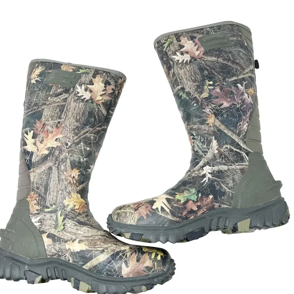 Irish Setter Green and Tan Camo Rubber Boots Men's Size 12 EUC Pull On